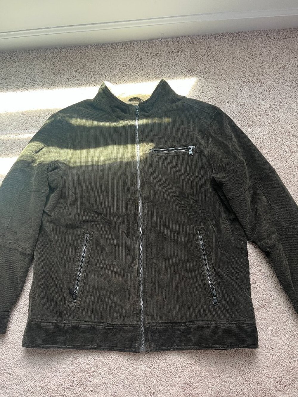 Buffalo David Bitton Sherpa Lined Corduroy Jacket Olive Green Men Size XL NWOT